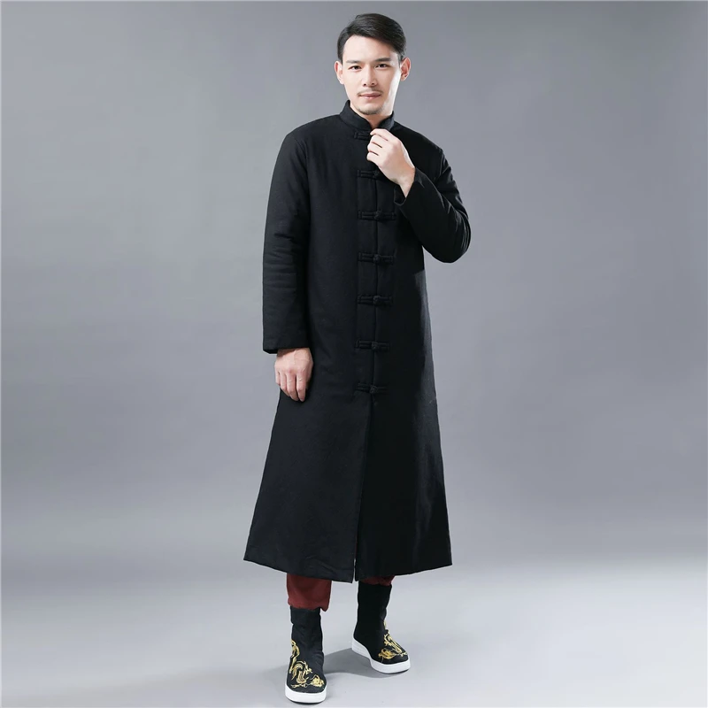 Hisenky/зимние льняные парки с хлопковой подкладкой в стиле ретро с лягушкой, повседневный персональный х-длинный плащ, ветровка, пальто-Тренч