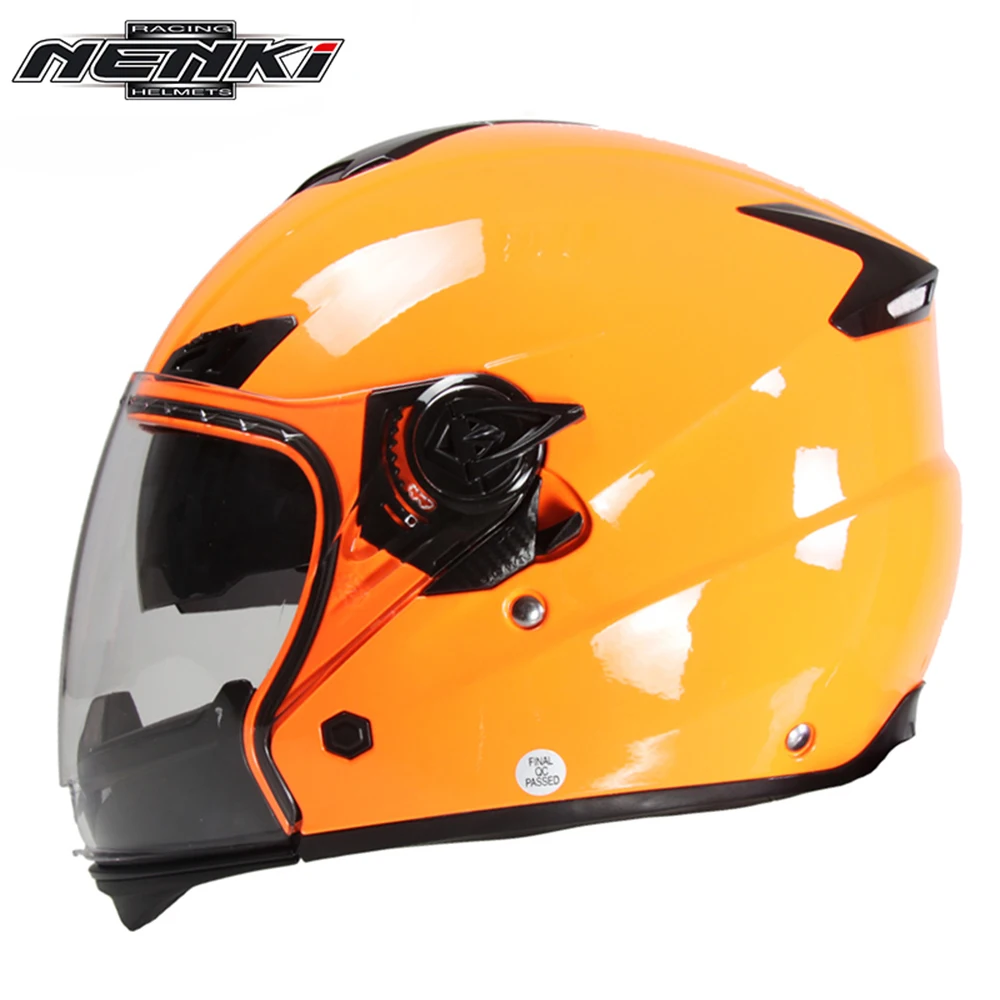 Orange NENKI мотоциклетный гоночный шлем Capacetes De Motociclista мотоциклетные винтажные шлемы с двойным объективом Открытый мотоциклетный шлем - Цвет: Orange