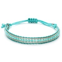 bling mixed crystal beads single leather wrap bracelet vintage button beaded cuff bracelet women boho bracelet dropship