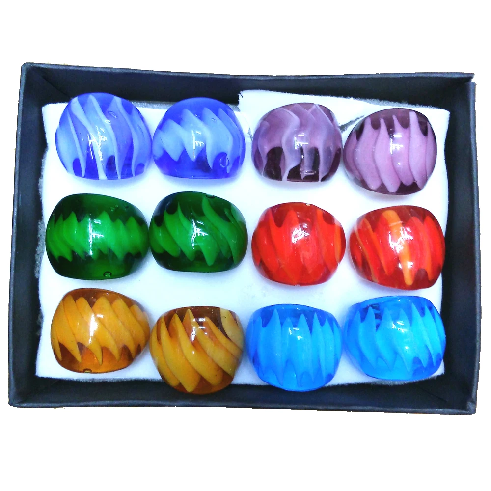 

Кольца из муранского стекла, яркие, яркие, 12 шт./лот