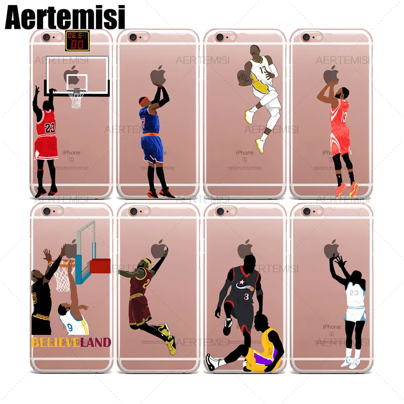 

Aertemisi Stephen Curry Derrick Rose Carmelo Anthony Clear TPU Case Cover for iPhone SE2020 6s78 Plus XS Max XR 12 min 11 ProMax