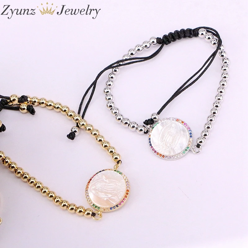 5 шт. браслет из ракушек с кубическим цирконием Дева Мария перламутр