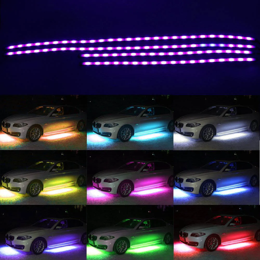 YSY 1 комплект 60*90 см и 90 * 120 RGB Светодиодная лента под автомобильную трубу система
