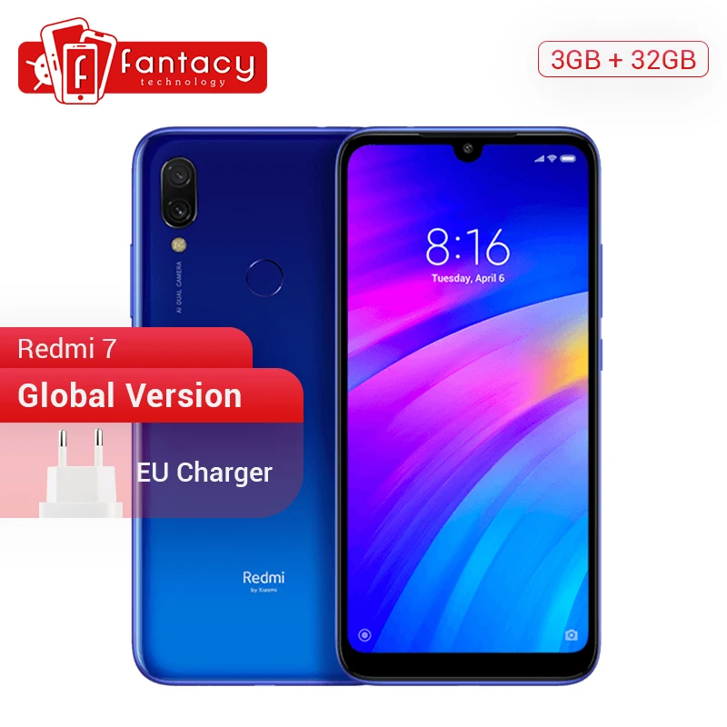 Xiaomi Redmi 7 смартфон с восьмиядерным процессором Snapdragon 632 ОЗУ 3 ГБ ПЗУ 32 6 26 МП 4000