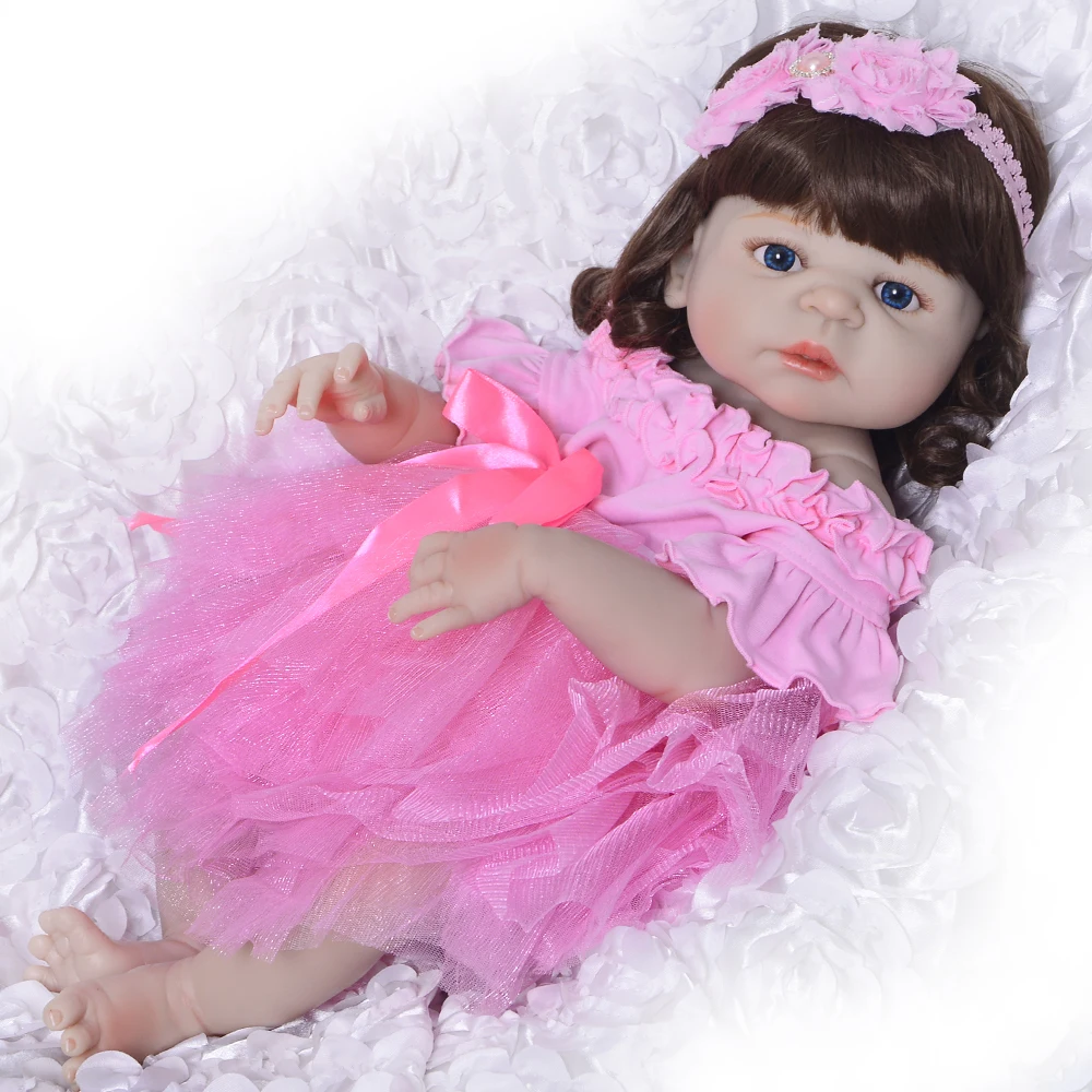 22 &quotгладкая белая кожа силикон reborn baby dolls девочка тело игрушка куклы Bebe живой com