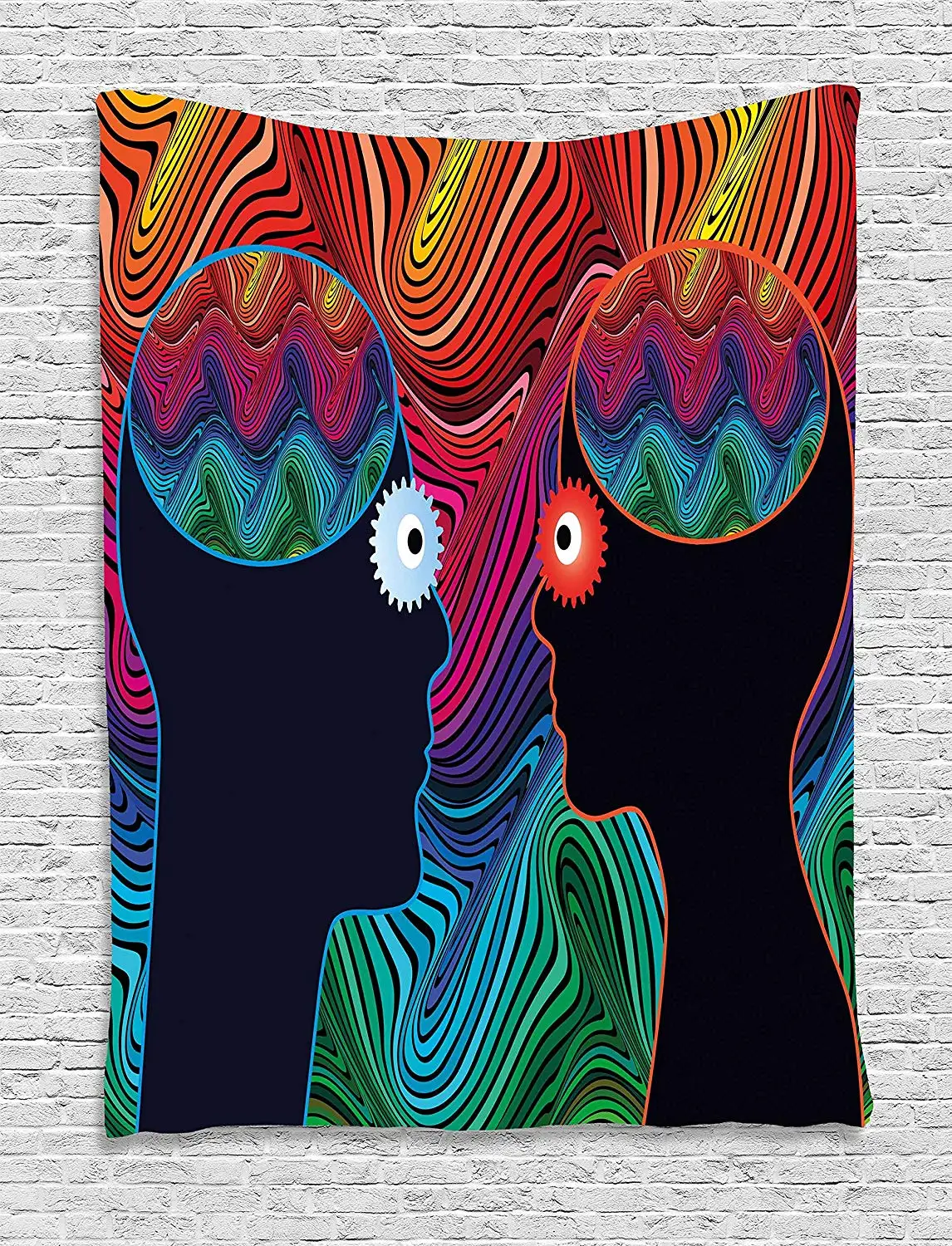 Psychedelic гобелен Crazy in Love пара Романтика мужчина и женщина с цветочными глазами