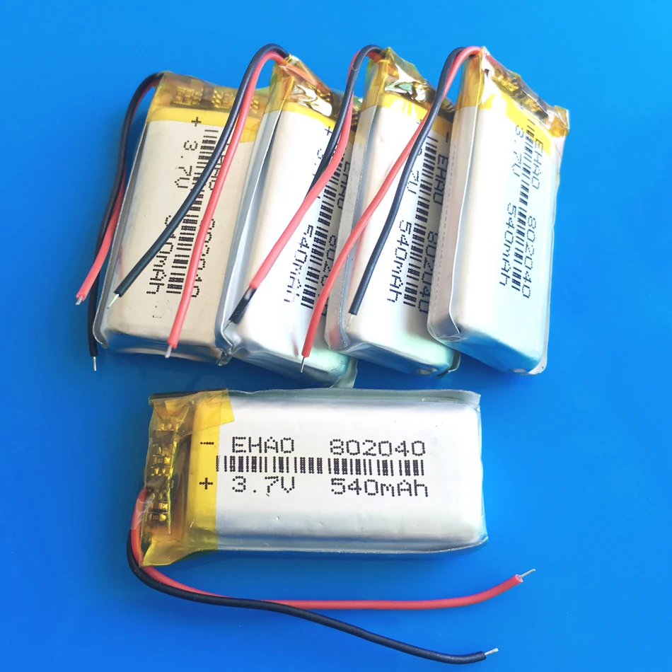 Лот 5 шт 802040 3 7 V 540mAh полимерный литий ионный аккумулятор Подгонянный CE FCC ROHS MSDS сертификация качества|rechargeable