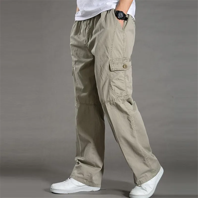 

Summer Cotton Men Cargo Pants Mens Joggers Baggy Tactical Pants Lightweight Army Green Work Pant Loose Casual Trousers Plus size