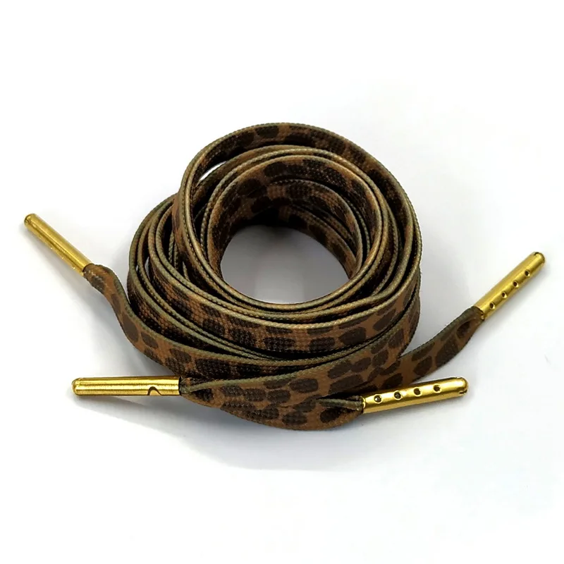 09 Brown Zebra JUPHAIR леопардовые плоские шнурки с металлическим наконечником Флаг Зебра узор печать шнурки двухслойная цветная Радужная обувь шнурки полиэстер - Цвет: 09 Brown Zebra