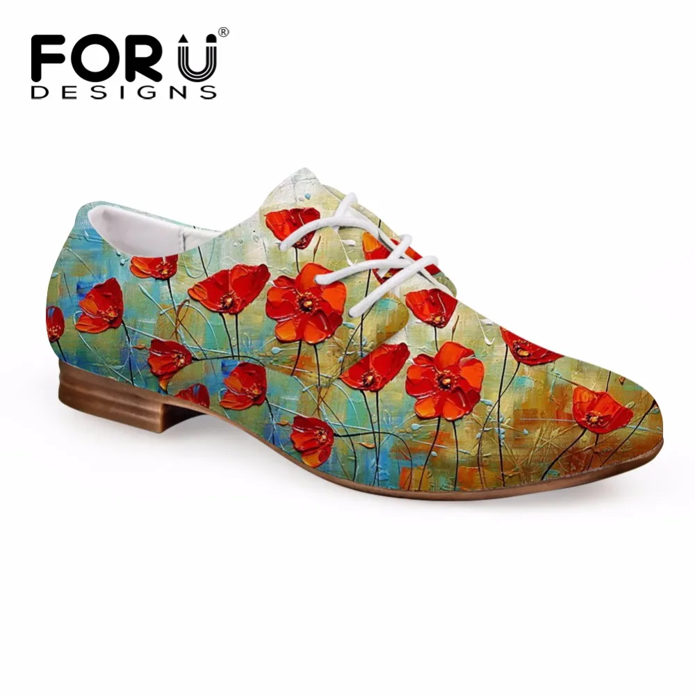 FORUDESIGNS/модные весенние женские туфли оксфорды с цветочным рисунком Кожаные