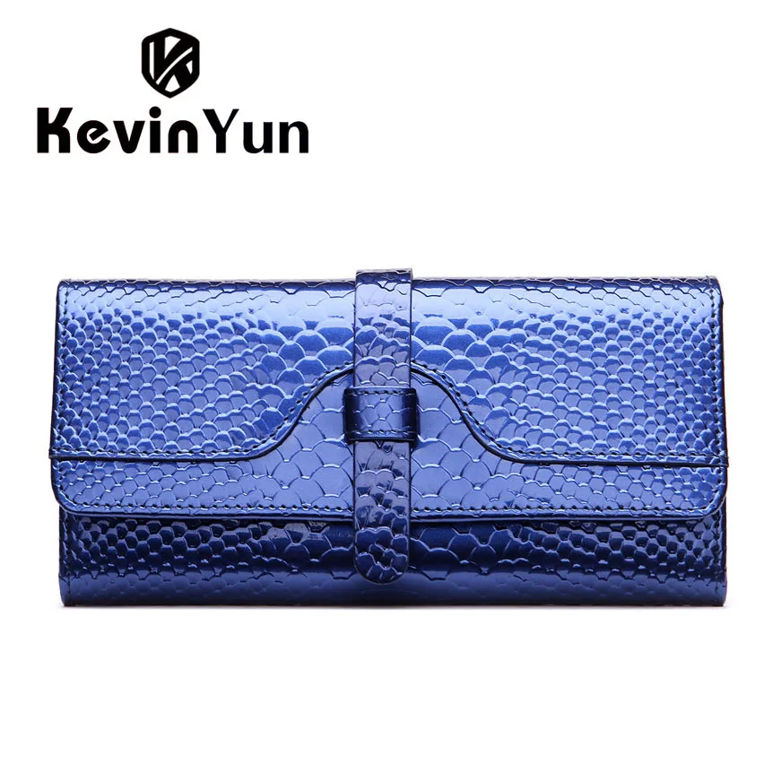KEVIN YUN Роскошные модные женские кошельки длинный лакированный кожаный кошелек