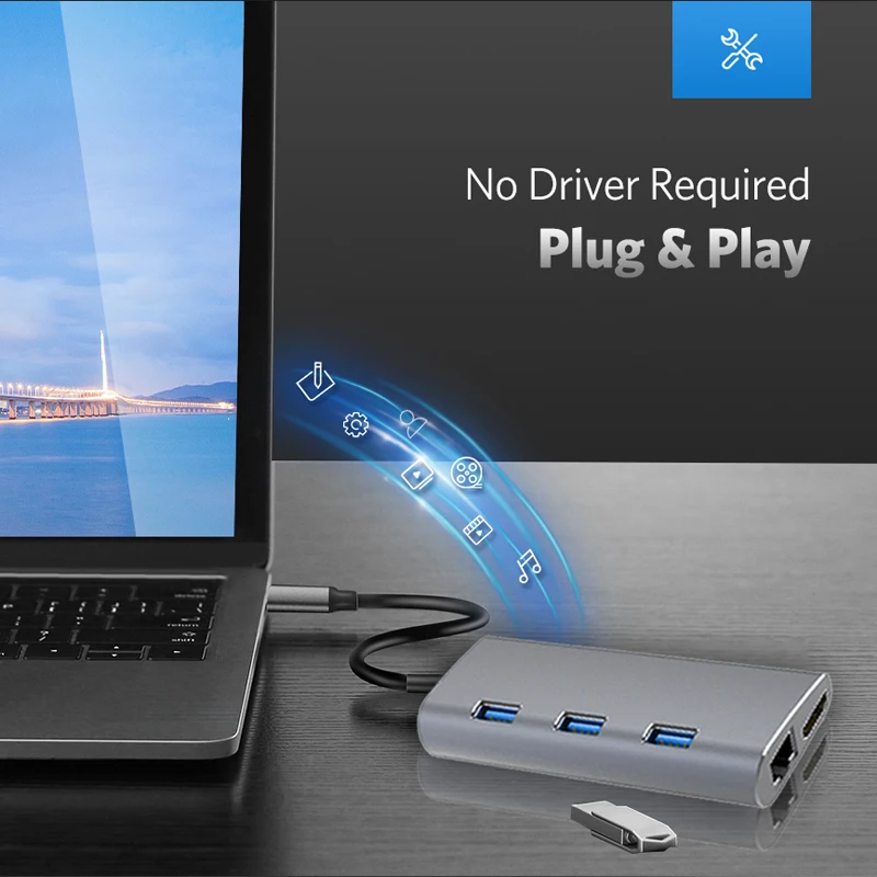 USB хаб адаптер HDMI RJ45 PD TF/SD для MacBook Samsung Galaxy S9/S8 Huawei P20 Pro Type C 3 0|USB-хабы| |