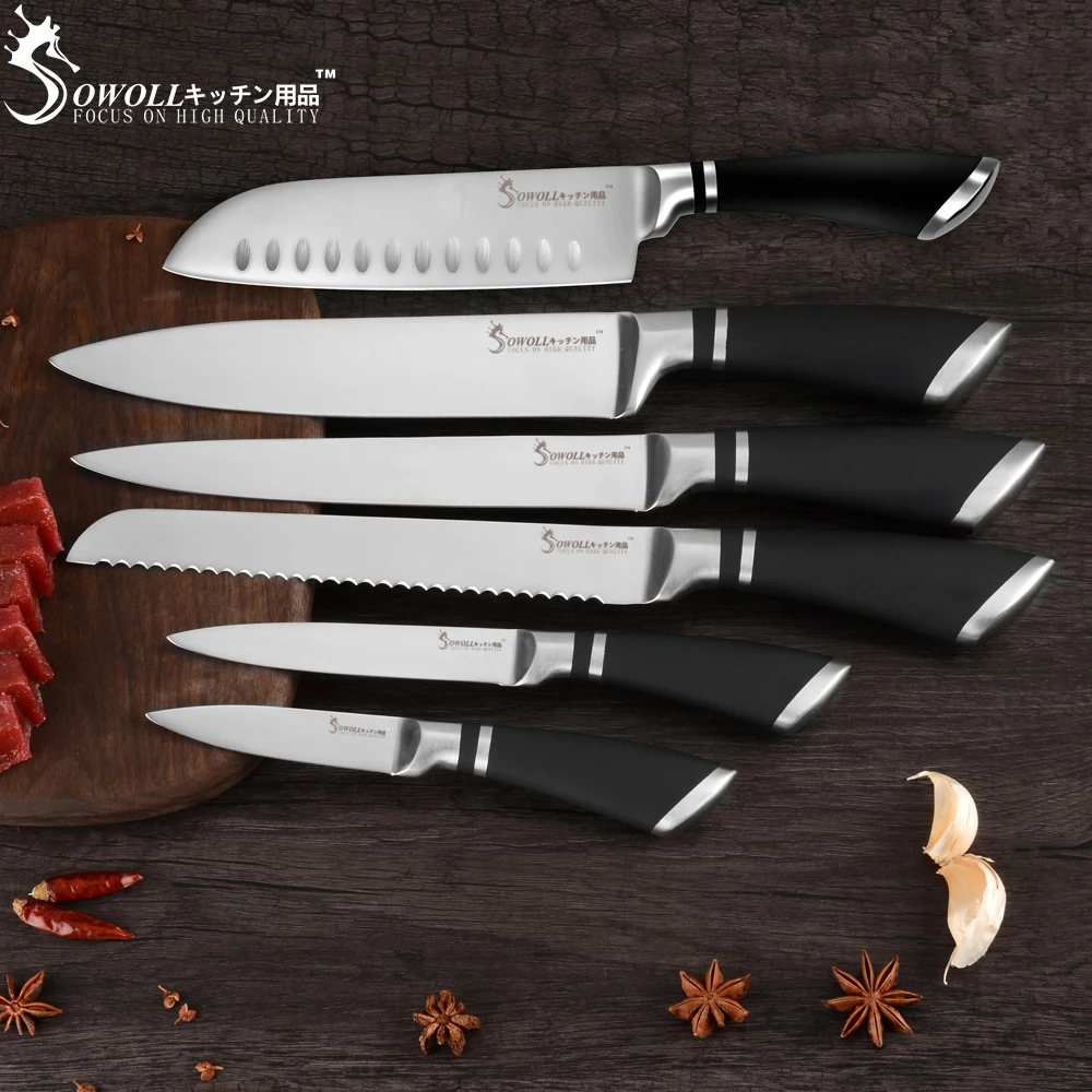 SOWOLL Cutlery Set Kitchen Knives 3cr13 Stainless Steel Paring Utility Santoku Bread Slicing Chef Knife Cooking Accessory | Дом и сад