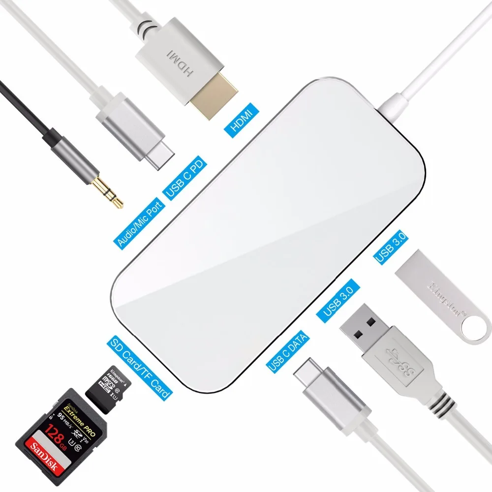 DZLST USB концентратор C PD зарядка HDMI 3 0 кардридер 5 мм аудио адаптер для Macbook samsung S9/S8