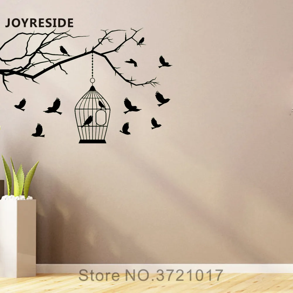 Виниловая наклейка на стену joysebe Bird on Branch Tree декор для спальни гостиной интерьера