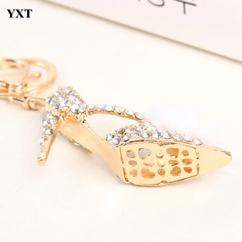 W Shoe брелок на высоком каблуке с белыми перьями и кристаллами подвеска для сумки