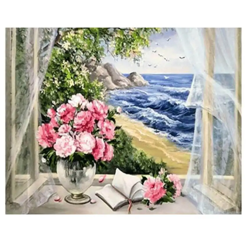 flower Painting Diy картина по номерам, Мак, Раскраска по номерам, цветы Раскраска по номерам, Роза - Цвет: flower Painting