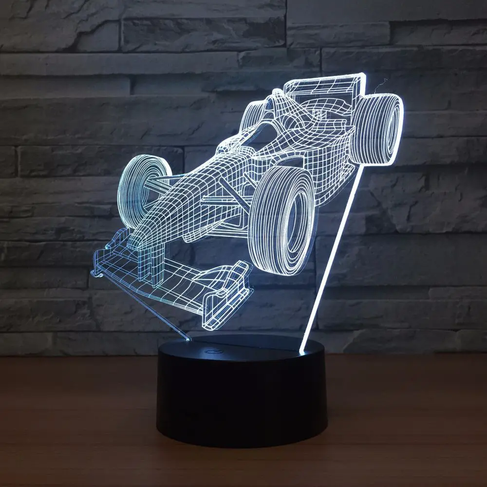 В форме гоночного автомобиля Luminaria лампе акриловые 3D светильник светодиодный USB