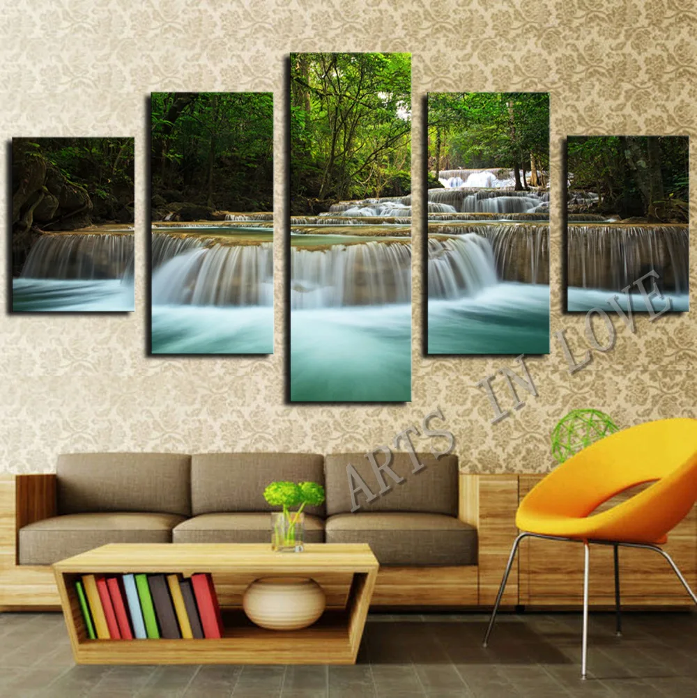 (Без Рамки) 5 Шт. Водопад Живопись Холст Wall Art Picture Украшение Дома Гостиная Печать