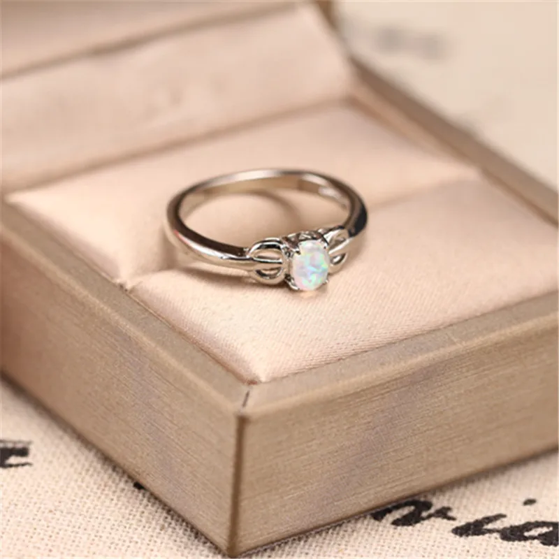 Женский набор колец WalerV кольцо в стиле ретро с овальным белым огненным опалом