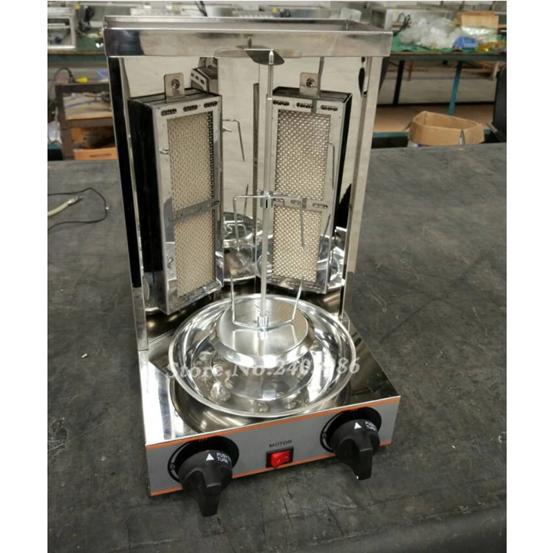 Коммерческая нержавеющая сталь газ куриное мясо шаурма гриль машина с 2 горелки