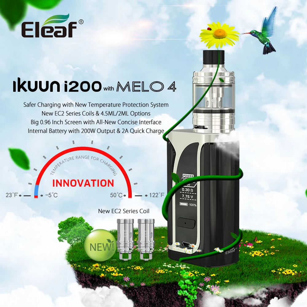 Французский оригинальный Eleaf iKuu i200 с MELO 4 kit 4600 мАч встроенный аккумулятор 5 мл Melo