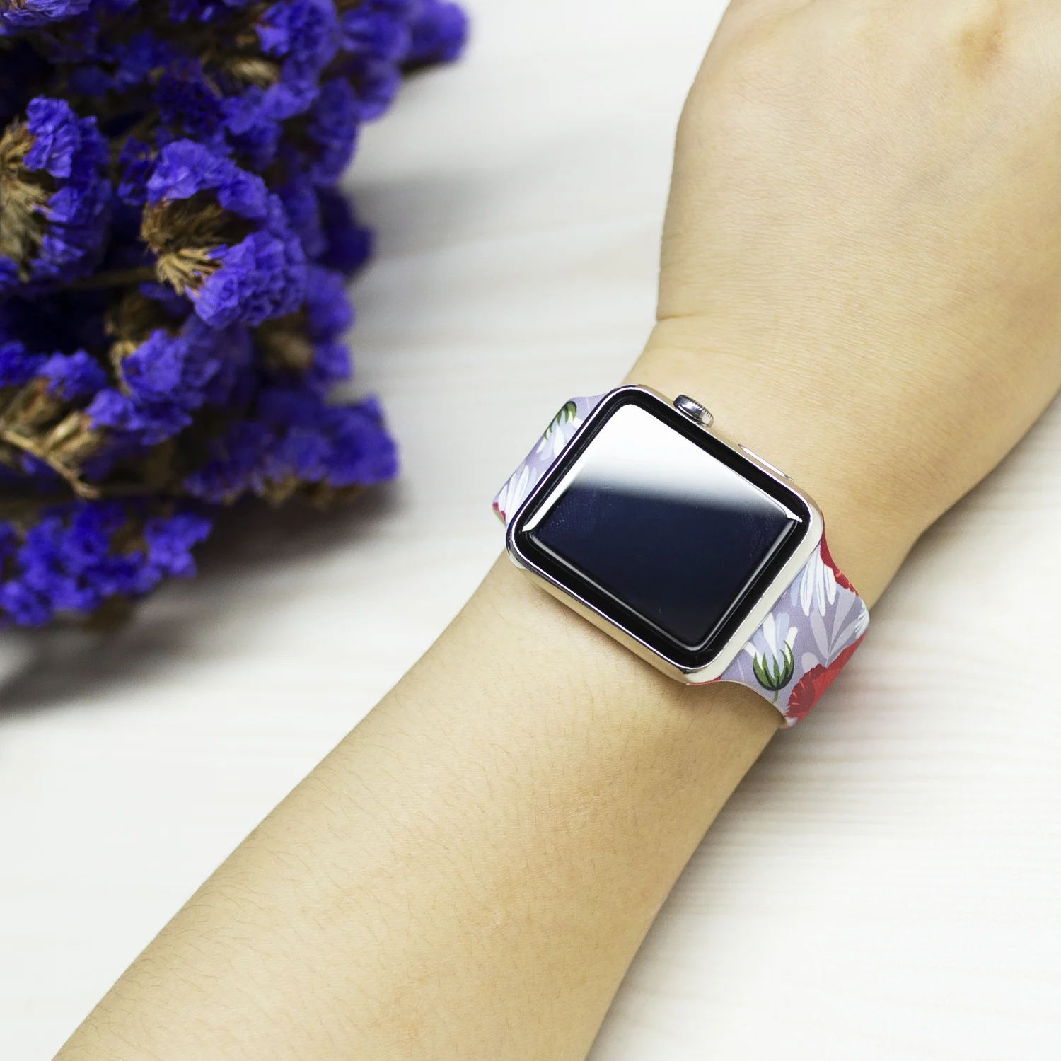 YOUKEX с цветочным принтом силиконовый спортивный ремешок для Apple Watch 38 мм 42 модный