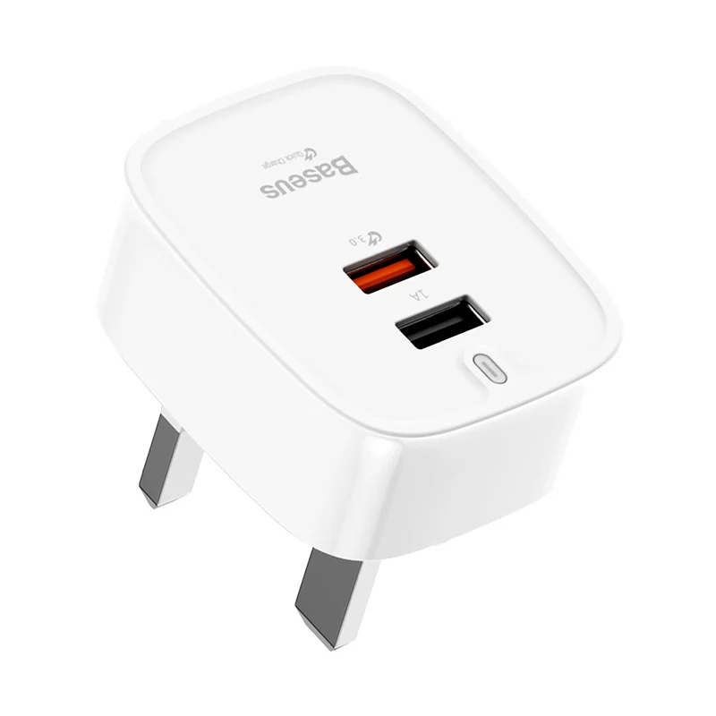 Baseus двойной USB QC3.0quick зарядное устройство для iPhone samsung UK Universale мобильный телефон путешествия настенное зарядное устройство разъем 3A USB быстрое зарядное устройство - Тип штекера: White UK Adapter