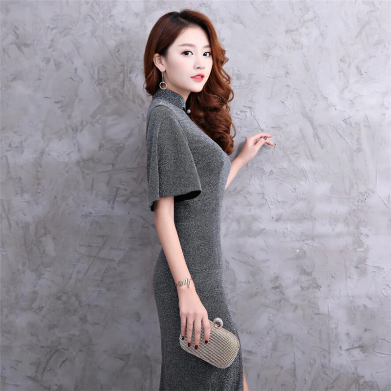Винтаж Китайский вечерние платья для женщин 2019 изменение Cheongsam Стиль длинное