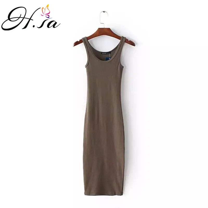 Женское платье-жилет HSA трикотажное облегающее Платье До Колена без рукавов для