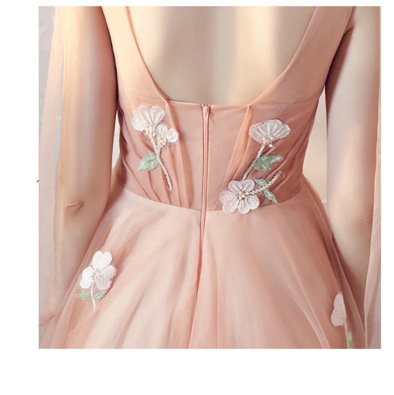 Коктейльные платья SSYFashion розовые длиной до колена с кружевной аппликацией |