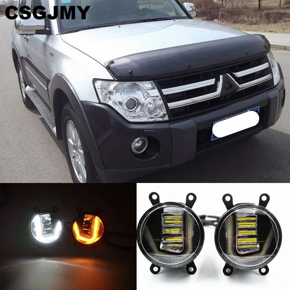3 в 1 функции LED для Mitsubishi Pajero V87 V97 2007 2014 DRL Дневной светильник автомобиля проектор