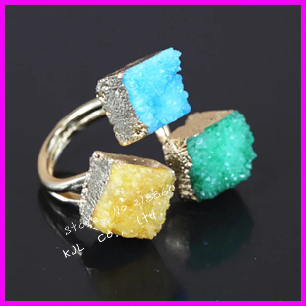 Классический старинный модный натуральный кристалл Druzy квадратный
