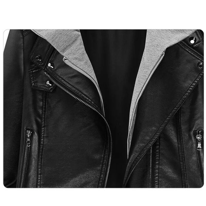 Женская куртка бомбер из ПУ кожи с капюшоном и длинным рукавом| |