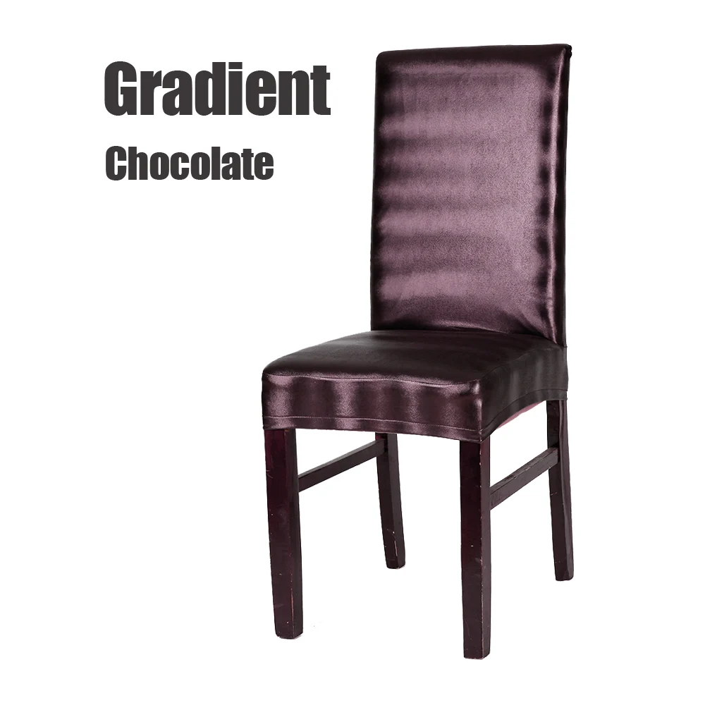 Gradient Chocolate Новое поступление 1 шт. черный/кофейный/серый/фиолетовый многоцветный Водонепроницаемый и маслостойкий Чехол для стула из искусственной кожи для домашнего декора столовой - Цвет: Gradient Chocolate