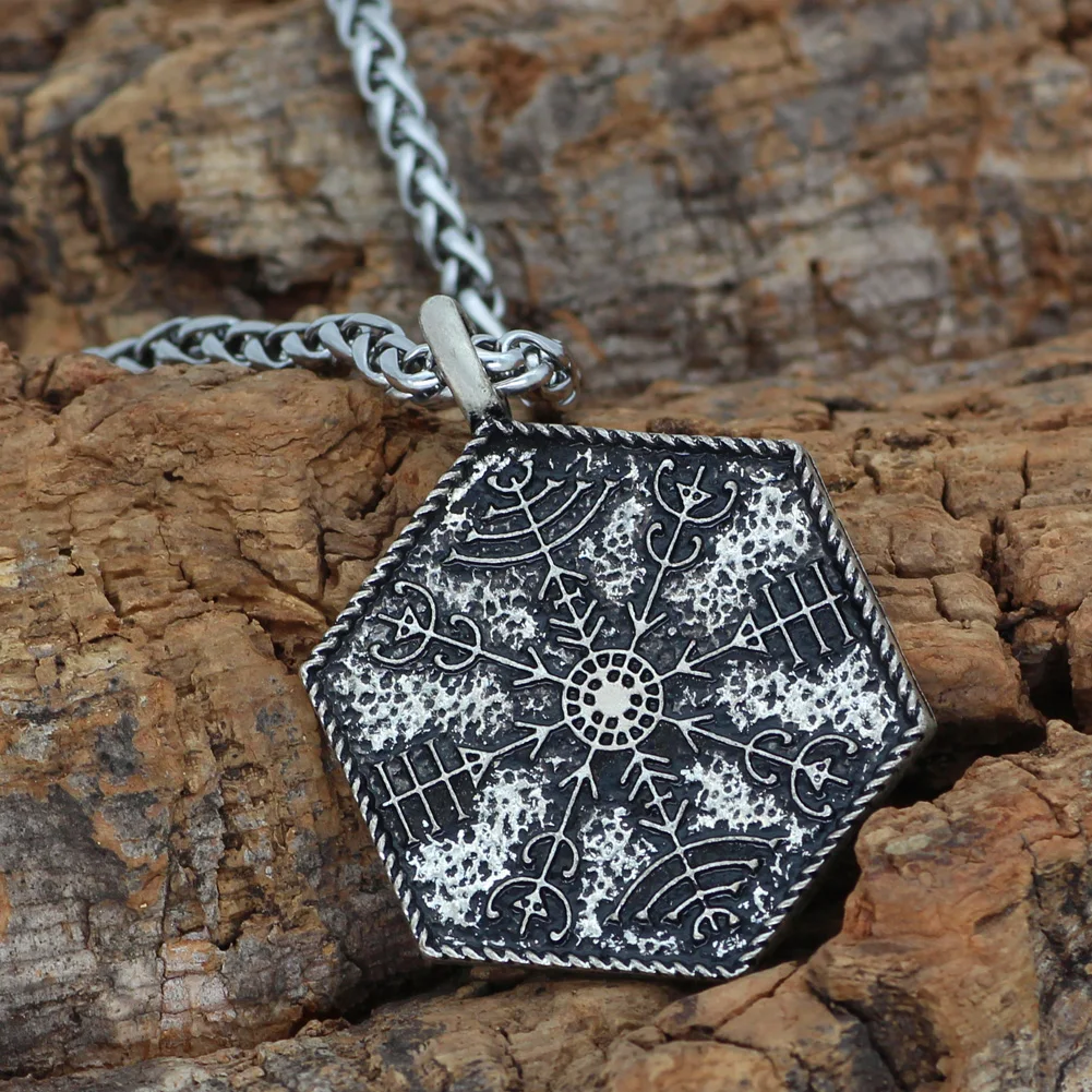 Руля трепет амулет норвежский викинг символ Одина Кулон Колье с valknut камень