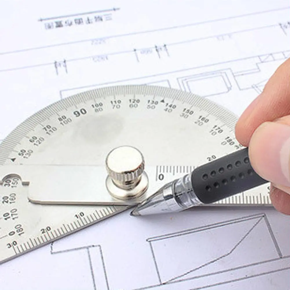 

Degree Angle Ruler 1pc Stainless Steel 180 Degree 145mm Protractor Angle Finder Rotary Measuring Ruler For Woodworking Tools