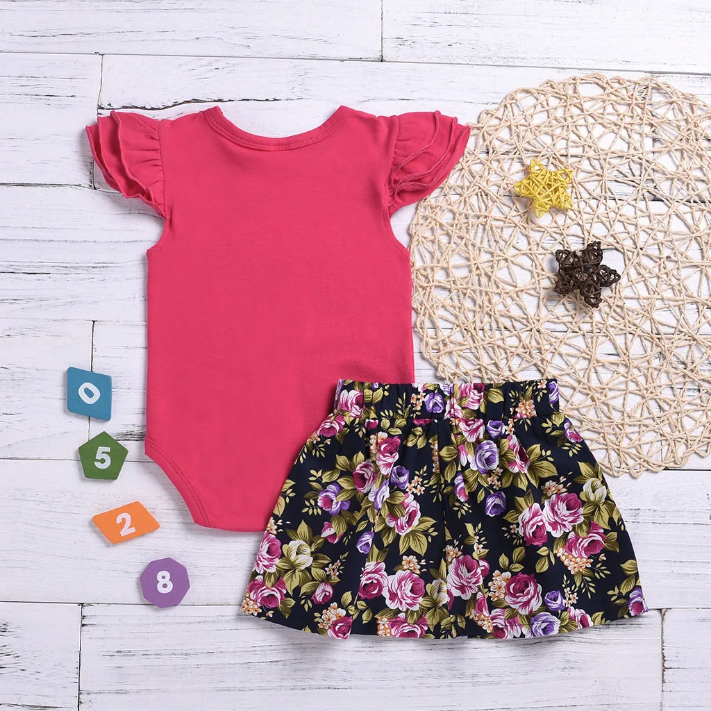 Детский комбинезон без рукавов для новорожденных и малышей + юбка с цветочным