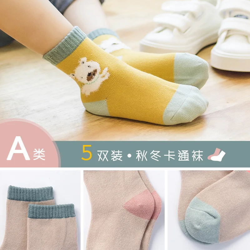 5pairs/lot Winter Autumn Cotton Cartoon Mid Tube Socks Breathable Newborn Baby Girl Warm Soft Infant Boy | Детская одежда и обувь