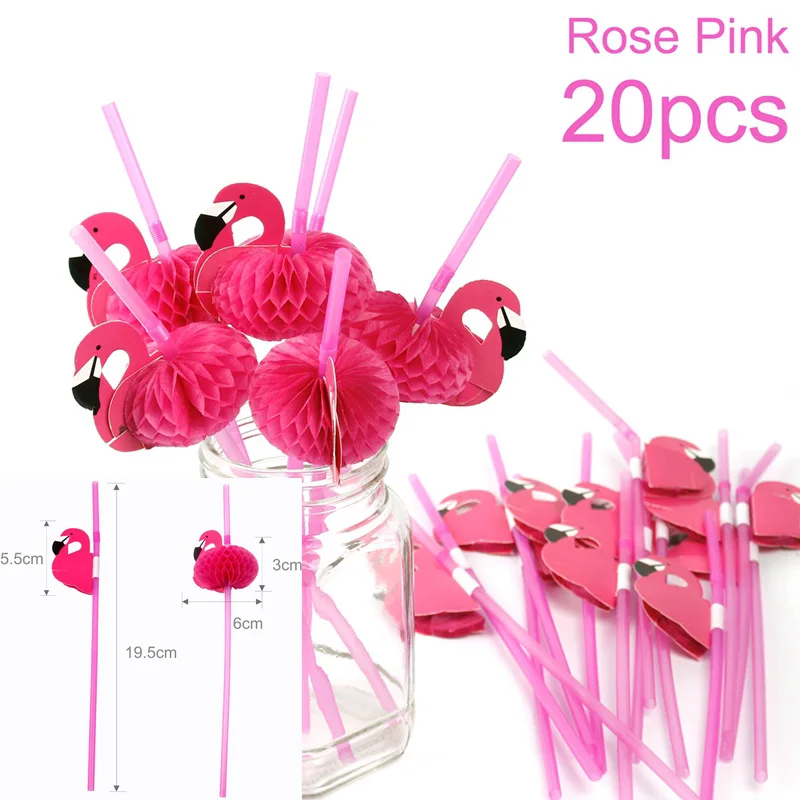 20pc Rose Pink Straw Пляж Гавайи вечерние Розовый фламинго вечерние тропический украшения смешные очки ананас солнцезащитные очки, летние, Луо в гавайском стиле Вечерние события - Цвет: 20pc Rose Pink Straw