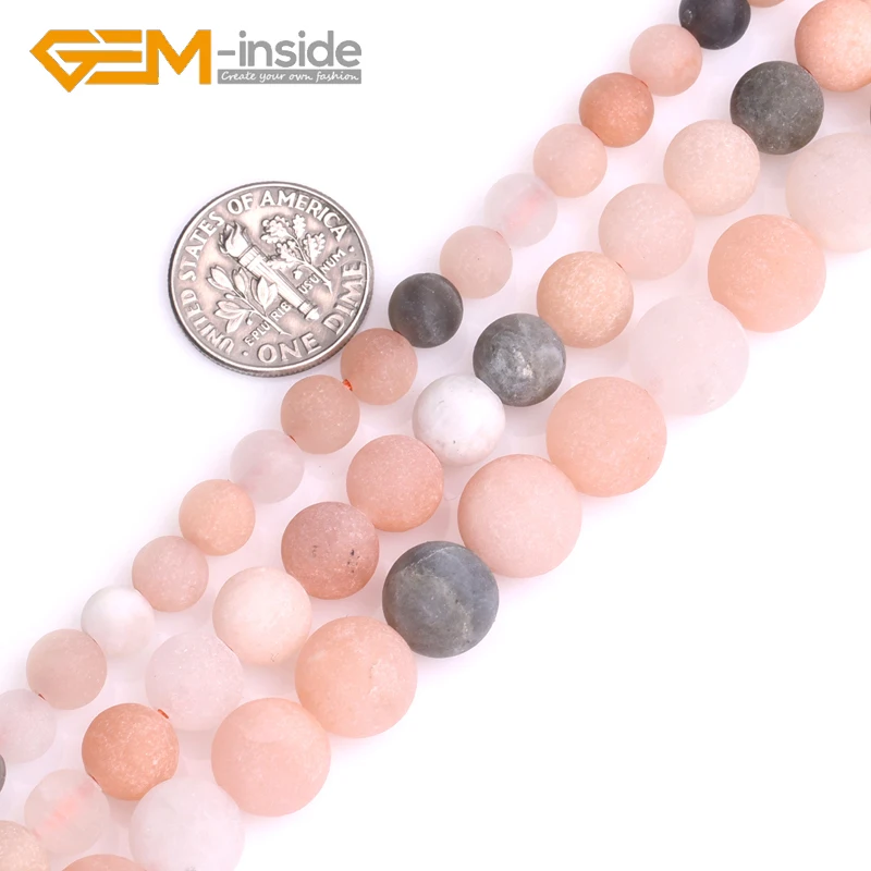 

6mm 8mm 10mm Natural Multicolor Moonstone Stone Semi Precious Matte Frosted Round Beads for Jewelry Making Strand 15Inches DIY