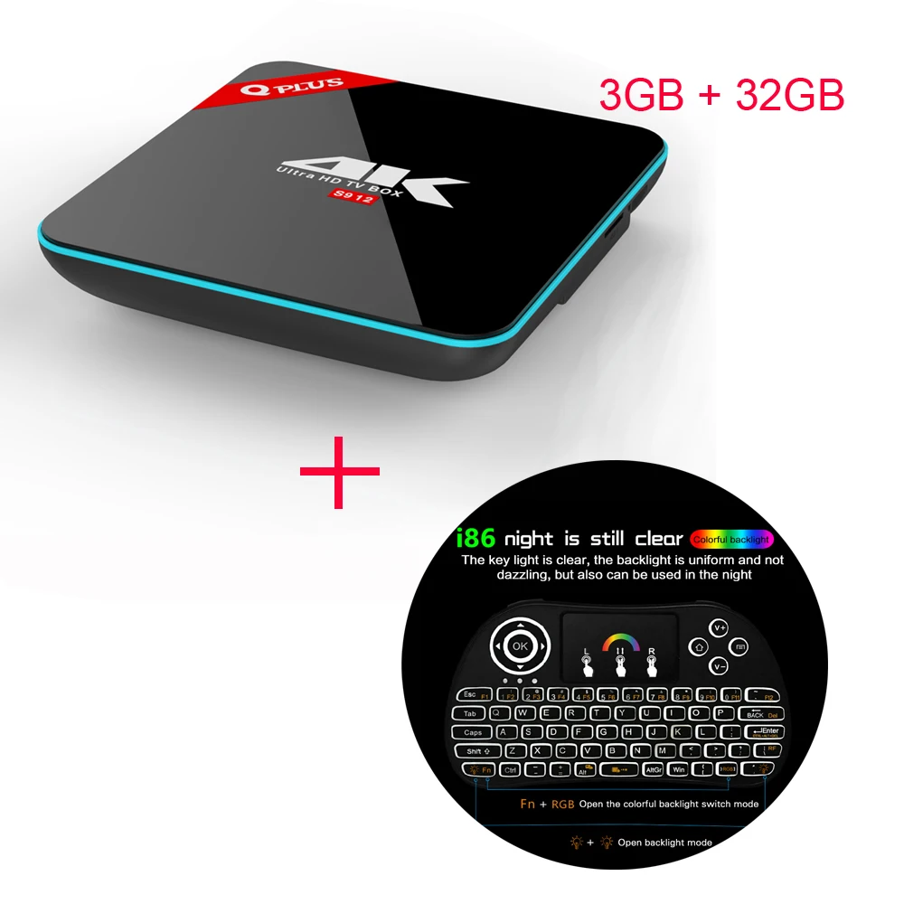 Q Plus Amlogic S912 Android 6 0 ТВ коробка 3g/32G Octa Core Q-PLUS Смарт Декодер каналов кабельного