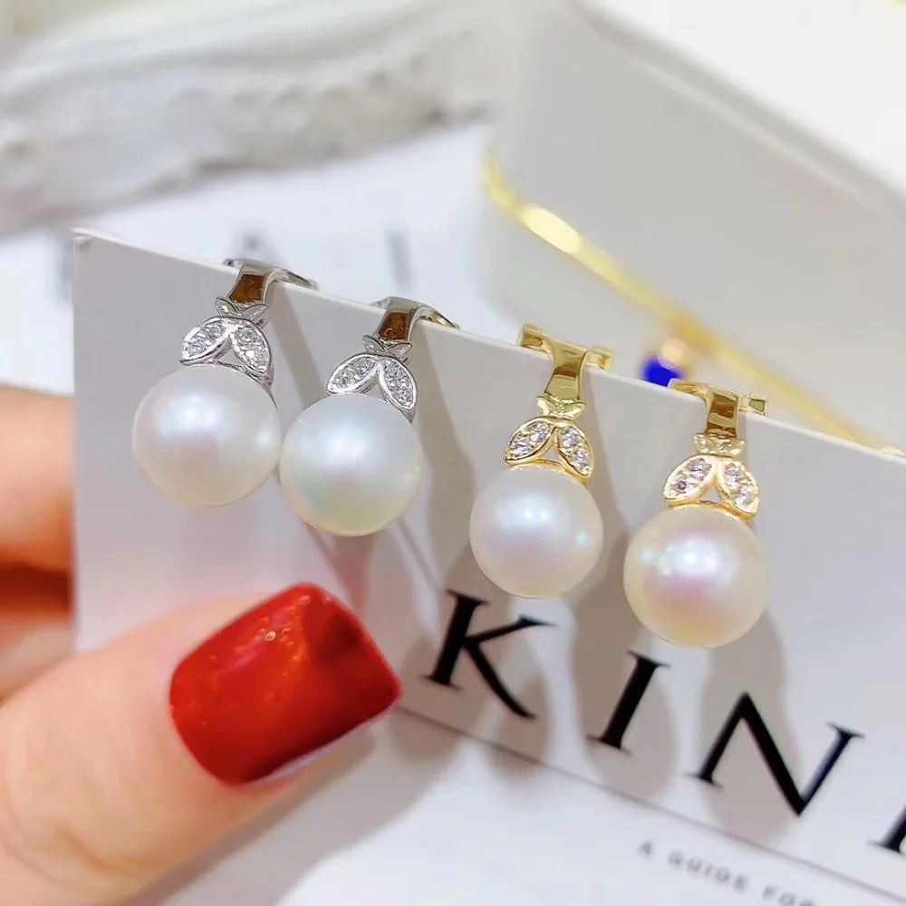 

925 Silver Party Earrings Findings and Component Jewelry Parts Ear clip Fittings for Pearls Coral Jade Agate Beads Stones