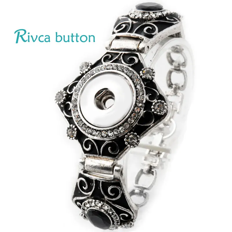 P00714 новейшие кнопки браслет и античное серебро покрытием Шарм для женщин