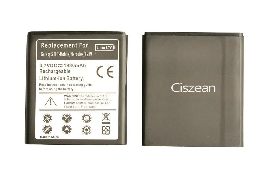 Ciszean 10 шт./лот 1980 мА/ч EB-L1D7IBA /U запасная батарея для Samsung Galaxy S II S2 T989 i515 i717 SHV-E120S i727 i547