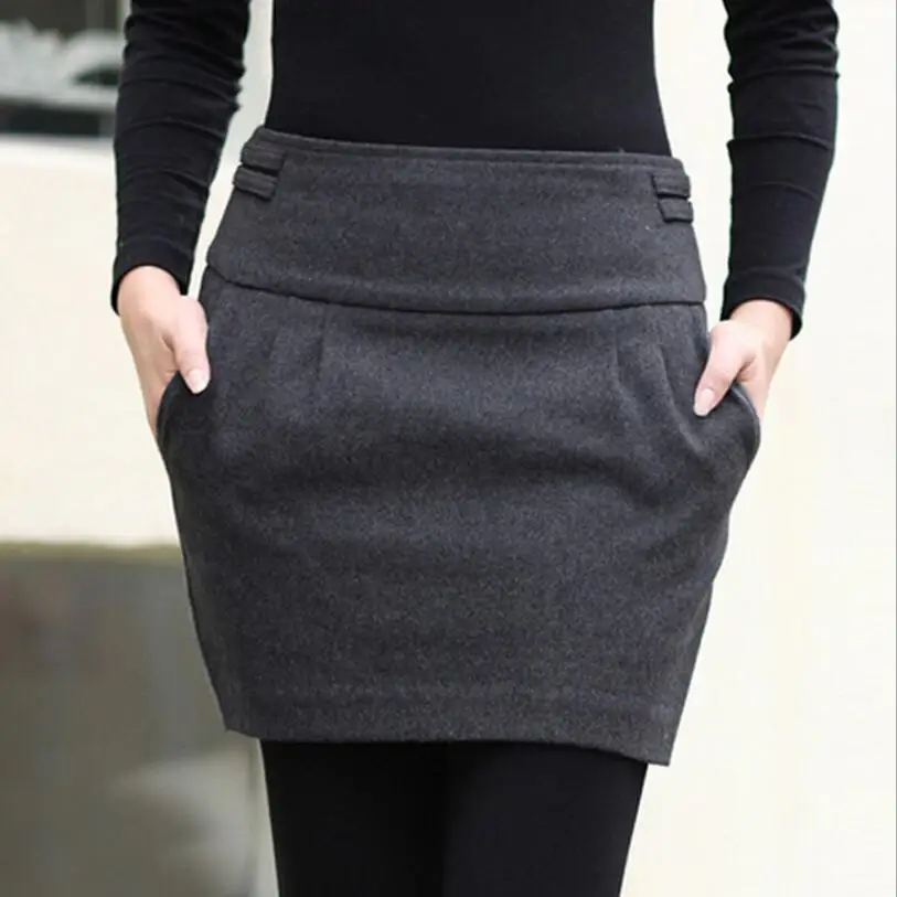 

Autumn Women Skirt High Waist Short skirt Woolen Skirt Skirts Female LY314