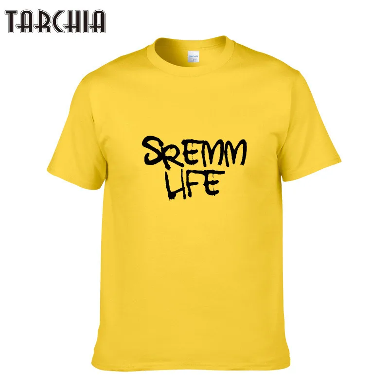 

TARCHIA Short Sleeve 100% Cotton Slim T Shirt Casual Fashion T-shirt SREMM LIFE Famous Brand 2018 New Arrival Men's Summer Tops