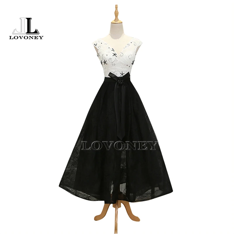 Lovoney m225 vestido де феста line v образным вырезом с коротким пром dress 2017 кружева