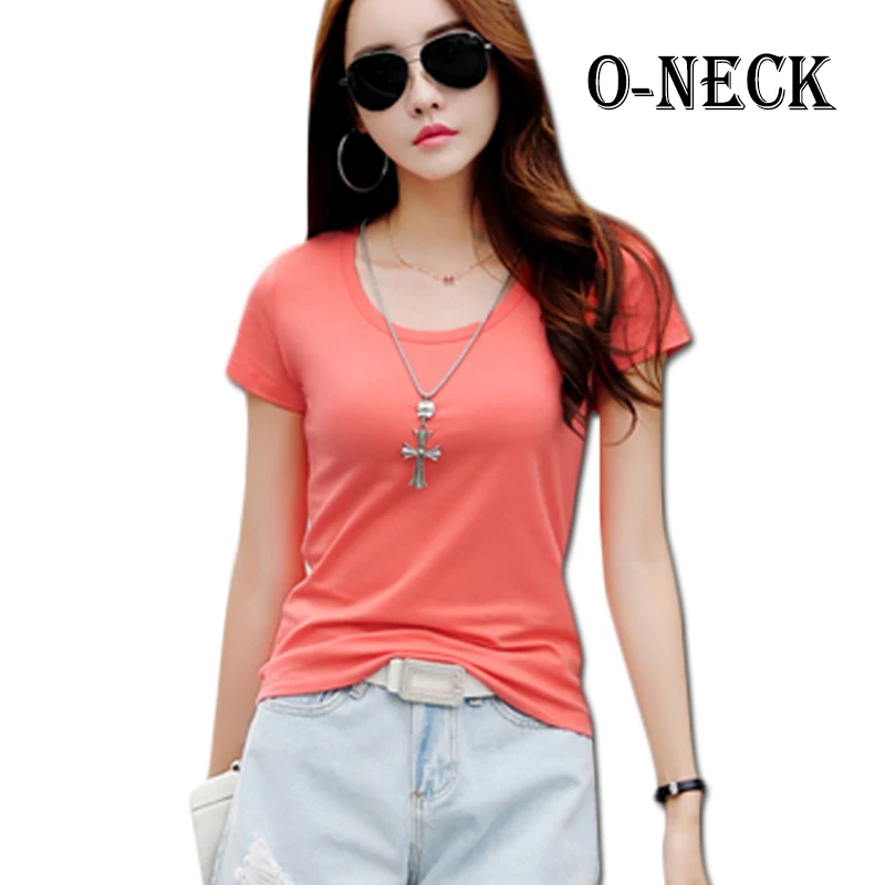 95% хлопок летняя футболка Femme 2019 модные футболки для Для женщин Тверды | Женская