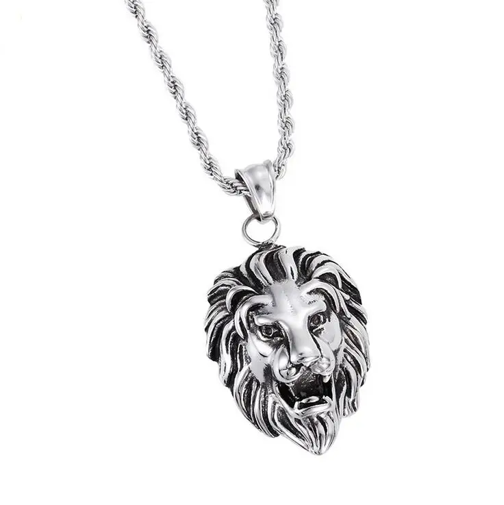 Подвеска Лев серебряного цвета ожерелье женское Ретро украшение золотая цепочка